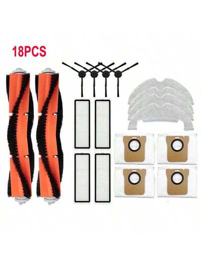 18 Pack Accessories Kit Xiaomi Mi Robot Stofzuiger Mop Ultra STYTJ05ZHM Includes Main Brushes, Side HEPA Filters, Dust Bags, Cloths