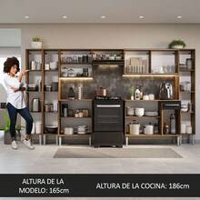 Cocina Integral Completa Modular Madesa Emilly 325cm Color Marrón/negro 03 - Marrón y negro - Ver 5