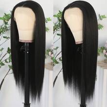 Purple Color Lace Front Wigs Pre Plucked Hairline Long Straight Wigs For Fashion Women Girls Party Daily Wear Glueless Dark Purple Lace Front Synthetic Wigs 13x4 Free Part Heat Resistant Fiber Hair 28 Inch 180% Density - 黑色 - 查看 5