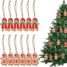 4 Stück Weihnachts-Lebkuchenmann Ornamente, Holz Lebkuchen Figuren Ornamente, Weihnachts Holz Hängende Dekorationen Anhänger für Weihnachts Heim Party Gunst Zubehör Weihnachten Weihnachtsdekoration Weihnachtspyjamas Weihnachtsgeschenke Weihnachtsdekoration