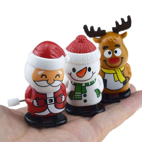Christmas Cute Wind-Up Santa Claus, Nodding Walking Snowman Toy, Wind-Up Reindeer Christmas Gift [Random Style]