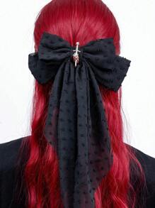 1 件女式万圣节心痛蝴蝶结发夹，哥特式和另类配饰，女式黑色蕾丝万圣节发饰，适合万圣节派对。，爪夹，发爪，发夹，发夹，发夹