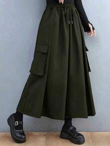Plus Size Women's Fashionable Loose Cargo Wide Leg Pants