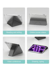 1个Y型折叠亚克力透明保护壳，兼容iPad 5/6/7/8/9/10代/11（A16 2025）/Air4 10.9英寸/Air5 10.9英寸/Air6/Air7/Air11（M2/M3）/Air13/Pro 11英寸/Pro 12.9英寸/iPad Mini 6/7代，智能支架/自动唤醒，黑色 - 黑色 - 查看 6