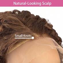 200% 密度深卷曲蕾丝前假发 - 4号巧克力棕色预漂白蕾丝前假发，无需胶水即可佩戴 - 高清透明13*4中分假发，逼真发际线 - 无需胶水，无需技巧，巴西原生人发混纺假发，带婴儿发，适合所有人日常佩戴，即戴即走 - 棕色 - 查看 8