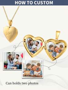 1件个性化激光雕刻不锈钢可打开相框，2025年送给女性的最佳礼物，礼物，情人节礼物，送给朋友的礼物，母亲节礼物，感恩节礼物，送给女性的珠宝礼物，送给她、奶奶、妈妈，母亲节，情人节，生日，周年纪念日，毕业典礼，送给家人、朋友和同学，珠宝和手表，季节精选，定制名字不锈钢项链，个性化铭牌，女士珠宝，波西米亚风宣言 - 樣式 - 查看 21