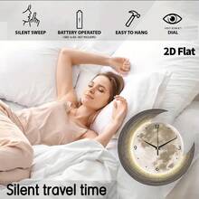 2D Flat, 1pc Modern Creative Moon Art Decorative Wall Clock, Super Silent Quartz Movement, No Ticking Sound, Decorative Clock For Living Room, Bedroom, Office, Kitchen And Cafe, Perfect For Christmas, New Year, Valentine's Day Gifts - Multicolor - View 4