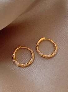 1 Pair Zirconia Twisted Hoop Earrings, Unique Design, Fashionable, Luxurious, Elegant, Romantic Style, Delicate Earrings Suitable For Daily Wear, Holiday Gift