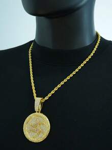 1 件男女通用个性化符号圆形吊坠项链，时尚百搭项链配饰