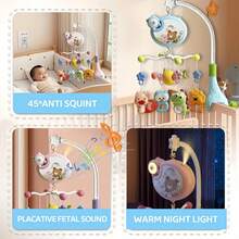 可爱婴儿床挂饰，带遥控器 - 舒缓灯光、旋律、360°轻柔旋转、定时功能和可爱元素 - 彩色 - 查看 8