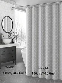 1pc Grey Checkered Bath Curtain, Twill Curtain, High-Quality Peva Curtain, Suitable For Bathroom, Toilet, Dormitory Partition, Metal Buttonholes With Plastic Hooks, Christmas Gift Bathroom Decor