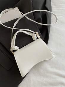 Fashionable Mini Commuter Handbag, Convenient And Practical, Made Of PU Leather, Women's Square Handbag Design, Minimalist Mini Solid Color Crossbody Bag, Flap Versatile Textured Shoulder Bag, Women Handbag - White - View 6