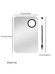 2 piezas Paleta de esmalte de uñas de acero inoxidable, paleta de mezcla de maquillaje, paleta de mezcla de maquillaje fácil de limpiar, herramienta de mezcla de color de pintura cosmética