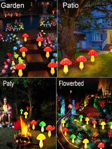 Solar Powered Colorful Mushroom String Lights Outdoor Decoration, Red Mushroom String Lights Waterproof Garden Path Landscape Yard Easter Path Halloween Garden Party Wedding Christmas Decoration (3 Styles, Battery Or Solar Powered) - Multicolor - View 5