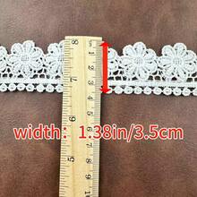 Viền ren hoa cúc thêu tinh xảo rộng 1,38 inch, thích hợp để may vá và làm đồ thủ công, băng đô tự làm, nơ, phụ kiện may váy cưới, có sẵn 10/5/3 yard - trắng - Xem 4
