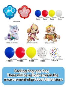 Paw Patrol 71/75pcs Paw Patrol Themed Party Balloons, Yellow, Blue, Red And White Claw Colored Sequin Latex Balloons, Little Handsome Ryder And Dog Archie, Zhu Zhu And Tian Tian Ali Colorful Arch Wreath DIY Set, Macaron Latex Balloons, Birthday, Wedding, Engagement, Festival Event Anniversary Themed Party Decoration Balloons