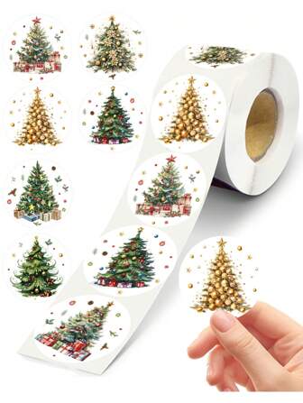 500pcs Green Golden Merry Christmas Round Stickers Xmas Tree Pattern Labels Stickers Christmas Gifts Packaging Supplies Sealing Stickers Merry Christmas Decorations For Home 2025 New Year 2026 Decorations Hand Ledger Stickers DIY Diary Hand Account Sticker Christmas Christmas Decorations Christmas Pajamas Christmas Gifts Christmas Decor