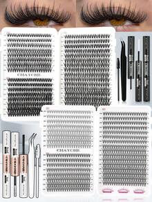 CMAYOME 640 Sets D-förmige gekräuselte Kunstwimpern (10D, 20D, 30D, 40D, 50D, 60D, 80D, 100D), mit leichten und dicken Wimpern (Länge von 10 bis 16 Millimetern), Mischung verschiedener Haftgrade mit echten Wimpern. Leichtes und wasserresistentes Wimpernbüschel-Set, Wimpern, Kunstwimpern