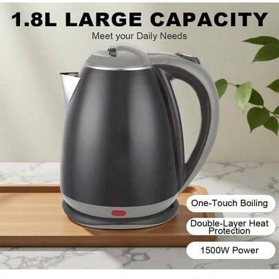 LIPETY Stainless Steel Electric Tea Kettle, Electric Kettles For Boiling Water, 1L Electric Kettle, Cordless Water Boiler With 360 Degree Rotational Base, Automatic Shut Off, 1500W, (Dark Grey)