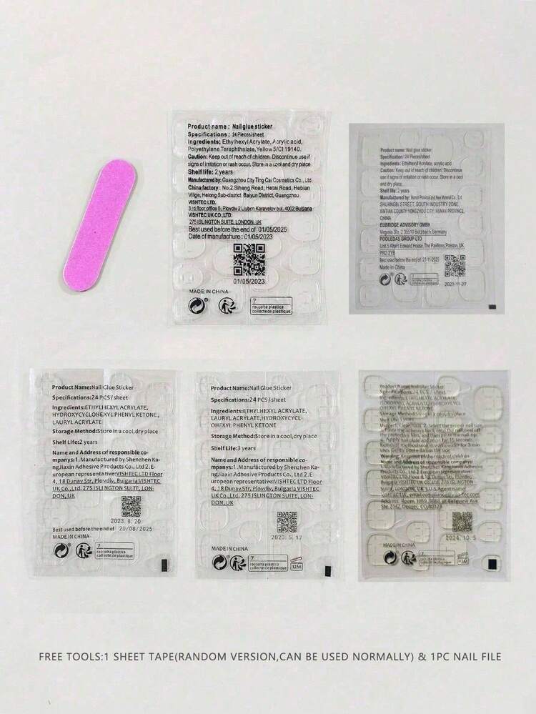 新年美甲套装。秋冬美甲。甜美梦幻的仙女风。十片装长款水滴形按压式假指甲。蓝色和粉色系，搭配闪耀的银色亮片、手绘烟花、五角星、蝴蝶结，以及手绘可爱的蓝粉色蛇。优雅甜美，精致细腻 - Follow Your Heart - 查看 6