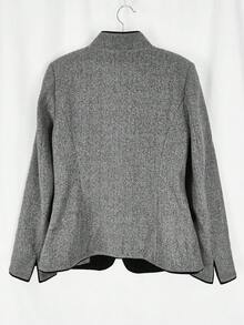 Kontrastfärgad framknapp med fuskfickor för kontoret, kavaj i ullblandning, mångsidig för höst/vinter - Grå - Visa 6