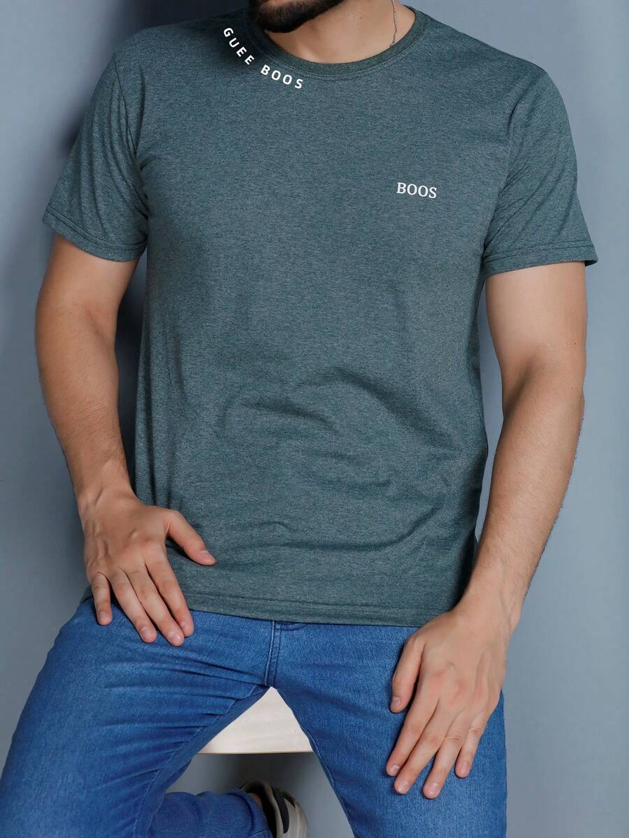 BOOS 100% Cotton Crew Neck T-Shirt - màu xanh lá - Xem 1