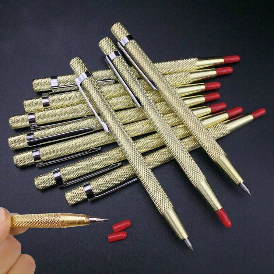 2X SCRIBERTool Tungsten Engineering Point Scriber Sheet Carbide Metal Pen Tipped - Gold - View 1
