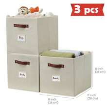 DECOMOMO 3/6Pcs Clothes Orgainzer, Foldable Fabric Cube Storage Bins With Labels – Versatile Storage Boxes For Shelves, Closets & Home Organization - 米色 - 查看 14