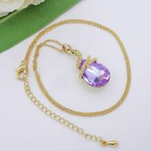 18k Gold Plated Water Drop Crystal Multicolor  Snake Pendant Necklace 16"+2"2025 - 淺紫色 - 查看 4