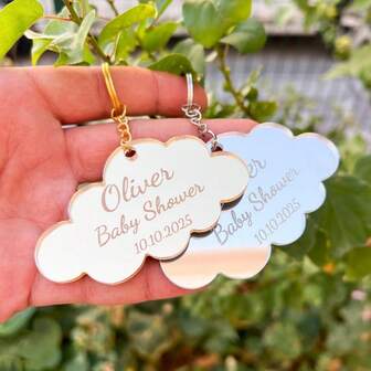 10/30/50/100/200pcs Custom Cloud Shaped Keychain Baby Shower Favors For Guests In Bulk | Thank You Gifts | For Baby Girl And Boy | Personalized Party Gifts
