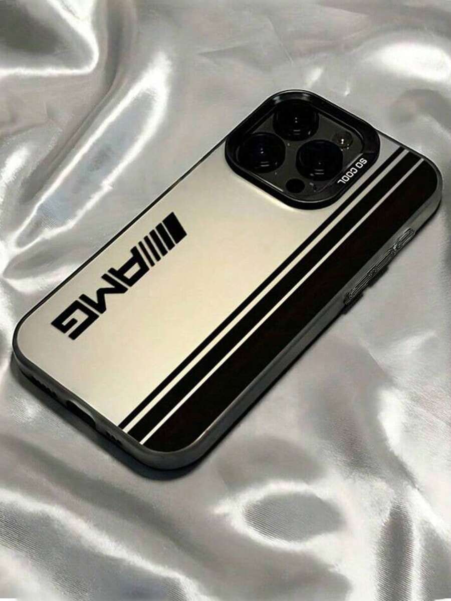 豪华AMG标志印花防摔TPU手机保护壳，黑色条纹设计，带吸震磨砂背壳，耐用全包硬质保护套，兼容和Galaxy手机（17 Pro Max/17/13/16 Pro Max，Galaxy S25/A56 5G/A55 5G/A36/A16），国际版，非国内版 - 彩色 - 查看 1