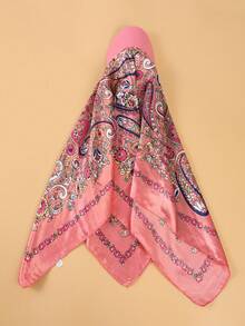 1条复古美式风格头巾，街头时尚佩斯利花纹和豹纹印花头巾，女士防晒头带 - 彩色 - 查看 5