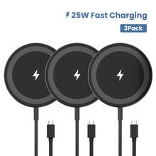 Bộ sạc không dây, được chứng nhận Qi, sạc nhanh tối đa 10W cho , tương thích với iPhone 16 Plus/15 Plus/14 Plus/12, AirP Ods, Bộ sạc không dây nhanh, đế sạc không dây tối đa 25W tương thích với iPhone 16/16 Pro/15/14/13/12/SE/11/XS Max/XR, AirP Ods; Đế sạc không dây FDGAO cho Galaxy S25/S24/Note thích hợp cho bộ sạc điện thoại văn phòng, ký túc xá và gia đình - Đen 3 - Xem 1