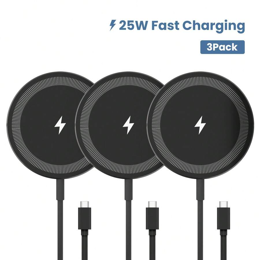 Bộ sạc không dây, được chứng nhận Qi, sạc nhanh tối đa 10W cho , tương thích với iPhone 16 Plus/15 Plus/14 Plus/12, AirP Ods, Bộ sạc không dây nhanh, đế sạc không dây tối đa 25W tương thích với iPhone 16/16 Pro/15/14/13/12/SE/11/XS Max/XR, AirP Ods; Đế sạc không dây FDGAO cho Galaxy S25/S24/Note thích hợp cho bộ sạc điện thoại văn phòng, ký túc xá và gia đình - Đen 3 - Xem 1