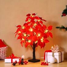 2-Pack Red Flower LED Christmas Tree Lights, Simulated Phoenix Flower Tree Lights, Suitable For Interior Decoration, Living Room, Desktop, Party, Wedding, Thanksgiving, Christmas Holiday Atmosphere Decoration, Festive Desktop Decorative Table Lamp, Must-Have Gift - 紅花樹 - 查看 7