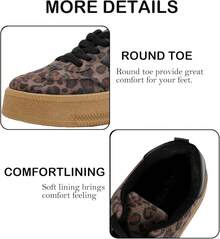 MEMON Womens Fashion Sneakers,Lace Up Platform Sneakers,Lightweight Casual Sneaker,Walking Sport SneakersChristmas - 棕色豹子me25010 - 查看 5
