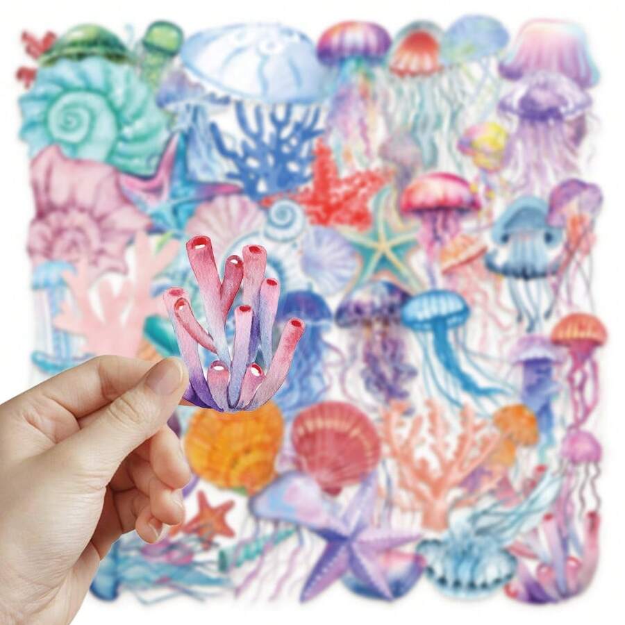 50入透明昆蟲貼紙 蟲子動物貼紙 趣味貼紙 爬蟲類貼紙 Weirdcore 風格貼紙，適用於筆電、滑板、手帳、筆記本、手機、杯子、吉他、行李箱、電腦、冰箱、桌面