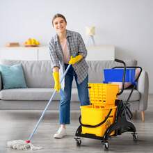 Chariot de nettoyage et accessoires - Jaune citron - Voir 6