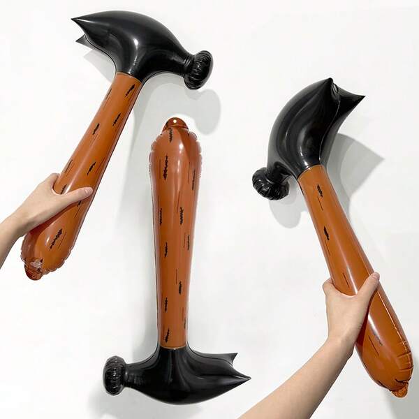 3 Peças Martelo Inflável, Suprimentos de Festa de Plástico PVC Durável, Adequado para Carnaval e Halloween Martelo Falso - Interpretação de Praia, Sem Necessidade de Montagem, Sem Necessidade de Eletricidade