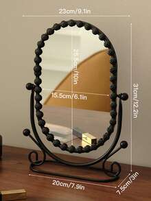 1 Pc European Style High-End Vanity Makeup Mirror, Suitable For Home Bedroom Desk, Influencer Dorm Beauty Mirror, With Flip Function - Multicolor - View 13