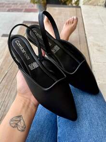 zapato tipo bailarina para dama es la opción ideal para un look femenino y versátil  De moda    Abertura    dama   Casa  Oficina    primaver otoño - Negro - Ver 1