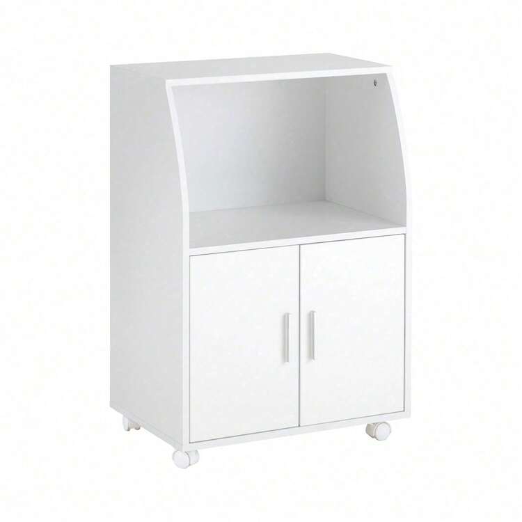 SoBuy FRG241-W, Microwave Shelf, Kitchen Wheeled Storage Trolley, Kitchen Storage Cabinet Cupboard Unit - White - View 4