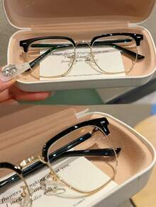 Blue Light Glasses For Woman Men Safety Glasses Blue Light Blocking Glasses  Protection Computer Gaming Glasses    Women Cute Light Weight Red Frame Oversized Non Prescription Small Face Square   Reduce Eye Fatigue On Computers, TVs, Phones, And Games, Suitable For Computer Lense Screen Protector Plain Glasses   Clear Lens Glasses - 金色 - 查看 11