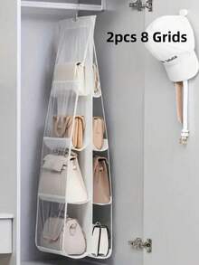 1 pieza Bolsa de almacenamiento con 6/8 compartimentos ahorradora de espacio, organizador colgante de varios niveles para carteras y billeteras, adecuado para armario, clóset, estantería de almacenamiento, diseño plegable, fácil de guardar cuando no se usa, portátil. Aplicable a dormitorio, sala de estar, pasillo, armario, clóset o estanterías. - Blanco - Ver 15