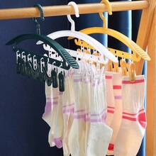 1pc Space-Saving Multi-Function Clothes Hanger With Clips For Home Use – Versatile Clothes Rack And Sock Drying Rack, Includes Clothes Clips And Hanging Organizer, Self-Assembly Required, Ideal For Dorms, Apartments, Laundry Rooms, Walk-In Closets, Garment Drying And Air-Drying, Daily Laundry Organization, Easy Access, Durable Plastic Frame, Lightweight Yet Sturdy, Maximizes Vertical Space - Multicolor - View 2