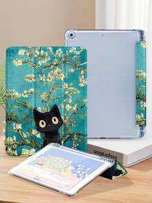 梵高杏色图案黑猫平板电脑保护套，兼容 iPad 9.7/10.2/10.5/10.9/12.9/Pro 11（第十代）、Galaxy Tab S6 Lite 10.4 英寸、Kindle Paperwhite（第十二代，2024 年发布）、Kindle（第十一代，2022 年发布），柔软防震，带智能支架/自动唤醒/睡眠功能 - 彩色 - 查看 4