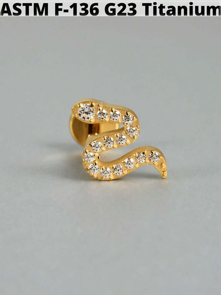 1 件 G23 钛金榄尖形氧化锆唇钉内螺纹 CZ 蛇形/蝴蝶形/花朵形耳软骨耳屏耳环耳垂穿孔珠宝 - 如圖 - 查看 20