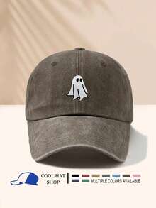 Șapcă vintage ușoară, spălată, cu model fantomă, pălărie unisex, stil camionist, casual, potrivită pentru Halloween, camping, călătorii - culoare negru/vișiniu/albastru/gri/kaki/cafea disponibilă, material respirabil, brodat durabil - fantomă - Vizualizare 17