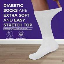 Diabetic Crew Socks Mens, Womens Loose Fit - 3 Pairs - 白色 - 查看 4