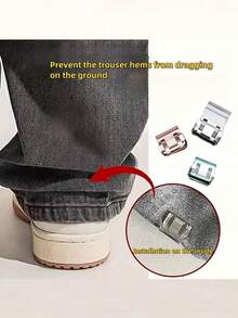 2pcs Invisible Trouser Leg Shortener Clips, Prevents Pants From Dragging, No-Sew Hidden Leg Closure Device, Pants Leg Fixator, No Nails, No Sewing, Keeps Bottom Hems From Dragging, Suitable For Jeans, Trousers, Daily Life, Prevent Pants Legs From Dragging, No Sew Hidden Leg Closing Device, Anti-Drag Hem Clips